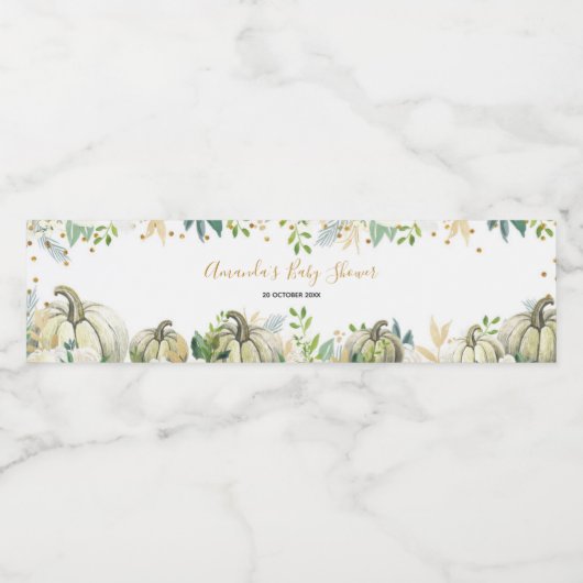 秋のゴールドとホワイトのパンプキンウォーターボトルラベル ペットボトルラベル (シングルラベル)