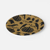 秋のゴールド オレンジ イエロー ブラッククロー 秋のカボチャ ペーパープレート (アングル)