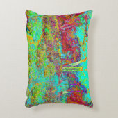 秋のサイケデリック金ゴールドとアクアガーデンランドスケープ アクセントクッション (正面(垂直))