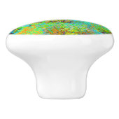 秋のサイケデリック金ゴールドとアクアガーデンランドスケープ セラミックノブ (側面)