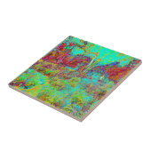 秋のサイケデリック金ゴールドとアクアガーデンランドスケープ タイル (側面)