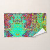 秋のサイケデリック金ゴールドとアクアガーデンランドスケープ バスタオルセット (ハンドタオル)