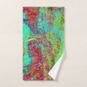 秋のサイケデリック金ゴールドとアクアガーデンランドスケープ バスタオルセット (ハンドタオル)