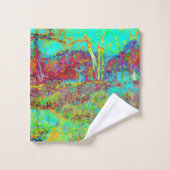 秋のサイケデリック金ゴールドとアクアガーデンランドスケープ バスタオルセット (ウォッシュタオル)