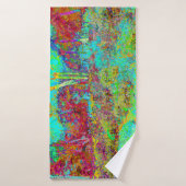 秋のサイケデリック金ゴールドとアクアガーデンランドスケープ バスタオル (バスタオル)