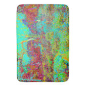 秋のサイケデリック金ゴールドとアクアガーデンランドスケープ バスマット (正面縦)