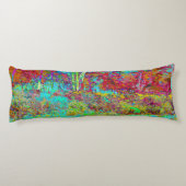 秋のサイケデリック金ゴールドとアクアガーデンランドスケープ ボディピロー (裏面)