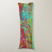 秋のサイケデリック金ゴールドとアクアガーデンランドスケープ ボディピロー (正面縦)