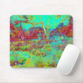 秋のサイケデリック金ゴールドとアクアガーデンランドスケープ マウスパッド (マウス)