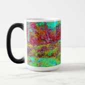 秋のサイケデリック金ゴールドとアクアガーデンランドスケープ モーフィングマグカップ (左)