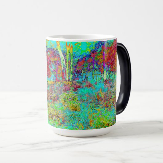 秋のサイケデリック金ゴールドとアクアガーデンランドスケープ モーフィングマグカップ (正面右)