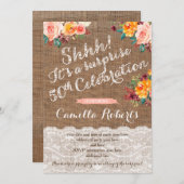 秋のサプライズ50誕生日招待状のための女性 招待状 (正面/裏面)