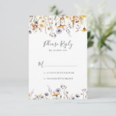 秋のサンシャインエレガントワイルドフラワーミニマリストRSVP 出欠カード (スタンド正面)