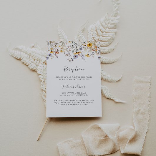 秋のサンシャインワイルドフラワーウェディング エンクロージャーカード