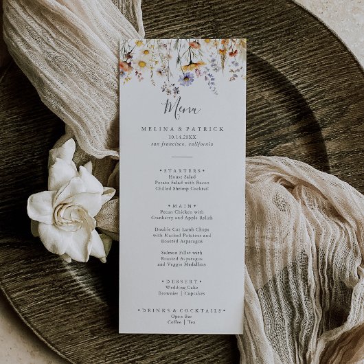 秋のサンシャインワイルドフラワーエレガントディナー メニュー