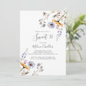 秋のサンシャインワイルドフラワースウィート16誕生日パーティー 招待状 (スタンド正面)