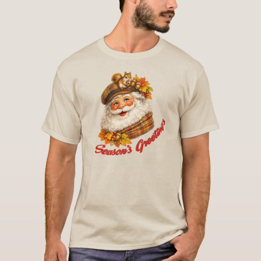 秋のサンタのご挨拶 Tシャツ (正面)