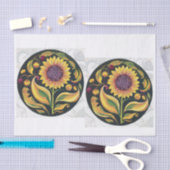 秋のサンフラワーヴィネット、フォルキーフローラメダリオン 薄葉紙 (クラフト)