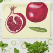 秋のザクロの水絵画色 キッチンタオル (折り畳み)