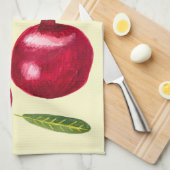 秋のザクロの水絵画色 キッチンタオル (四つ折り)