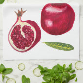 秋のザクロの水絵画色 キッチンタオル (折り畳み)