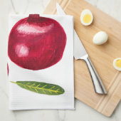 秋のザクロの水絵画色 キッチンタオル (四つ折り)