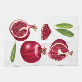 秋のザクロの水絵画色 キッチンタオル (横)