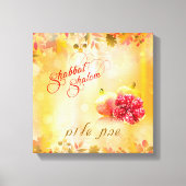 秋のザバットシャロムヘブライ包まれた語 キャンバスプリント (正面)