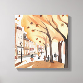 秋のシティパーク | 秋の葉の水色 キャンバスプリント