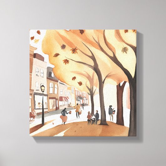 秋のシティパーク | 秋の葉の水色 キャンバスプリント (正面)