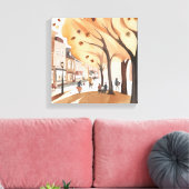 秋のシティパーク | 秋の葉の水色 キャンバスプリント (インサイチュ (リビング))