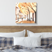 秋のシティパーク | 秋の葉の水色 キャンバスプリント (インサイチュ (寝室))