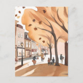 秋のシティパーク | 秋の葉の水色 ポストカード (正面)