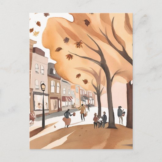 秋のシティパーク | 秋の葉の水色 ポストカード (正面)