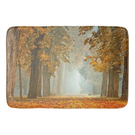 秋のシャワーカーテンに栗の木道 バスマット