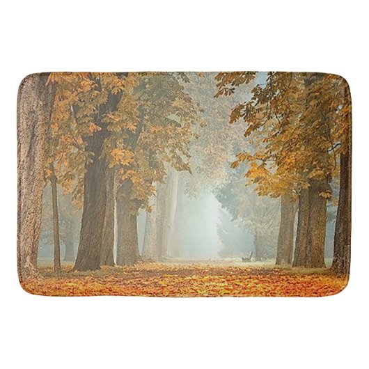 秋のシャワーカーテンに栗の木道 バスマット (正面)