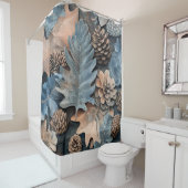 秋のシャワーカーテンオークの葉と松のコーン シャワーカーテン (インサイチュ)