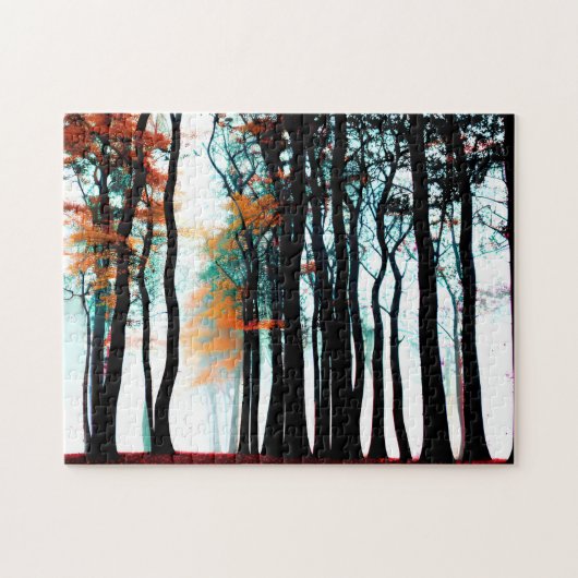 秋のシルエットに浮かぶ青い色の空 ジグソーパズル (横)