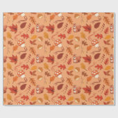 秋のシームレスなラッピング紙：リスと離れ ラッピングペーパー (フラット)