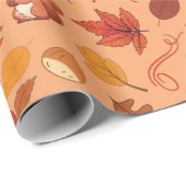 秋のシームレスなラッピング紙：リスと離れ ラッピングペーパー (ロールコーナー)