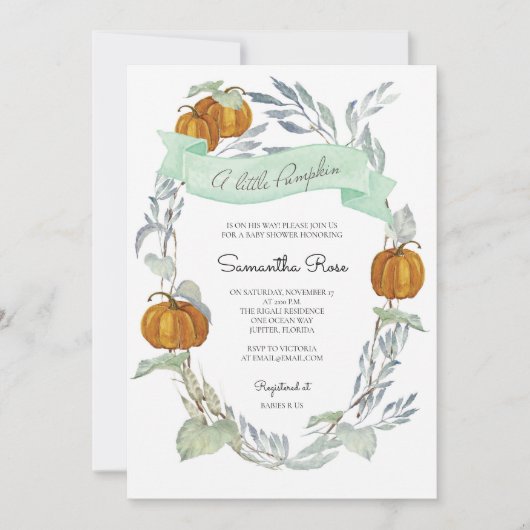 秋のジェンダーニュートラルベイビーシャワーの招待状 招待状 (正面)