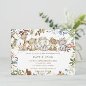 秋のジャングル動物の赤ちゃん男女兼用シャワー 招待状 (スタンド正面)