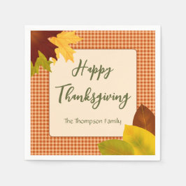 秋のジンガム感謝祭カクテルナプキン スタンダードカクテルナプキン