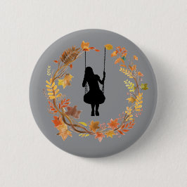 秋のスイングガールグラフィック _Fall Leaf W 缶バッジ