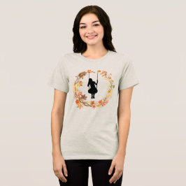 秋のスイングガール グラフィックTシャツ - 落葉 トライブレンドTシャツ