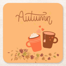 秋のスクエアコースターセット スクエアペーパーコースター