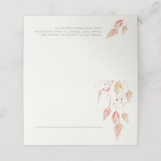 秋のスケッチグラスと果実の秋結婚の プレイスカード (外部開封)