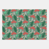 秋のスタイルウッドランドパターンキノコの水色 ラッピングペーパーシート (正面3)