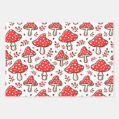 秋のスタイルウッドランドパターンキノコの水色 ラッピングペーパーシート (正面)