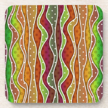 秋のストライプなコルクのコースター